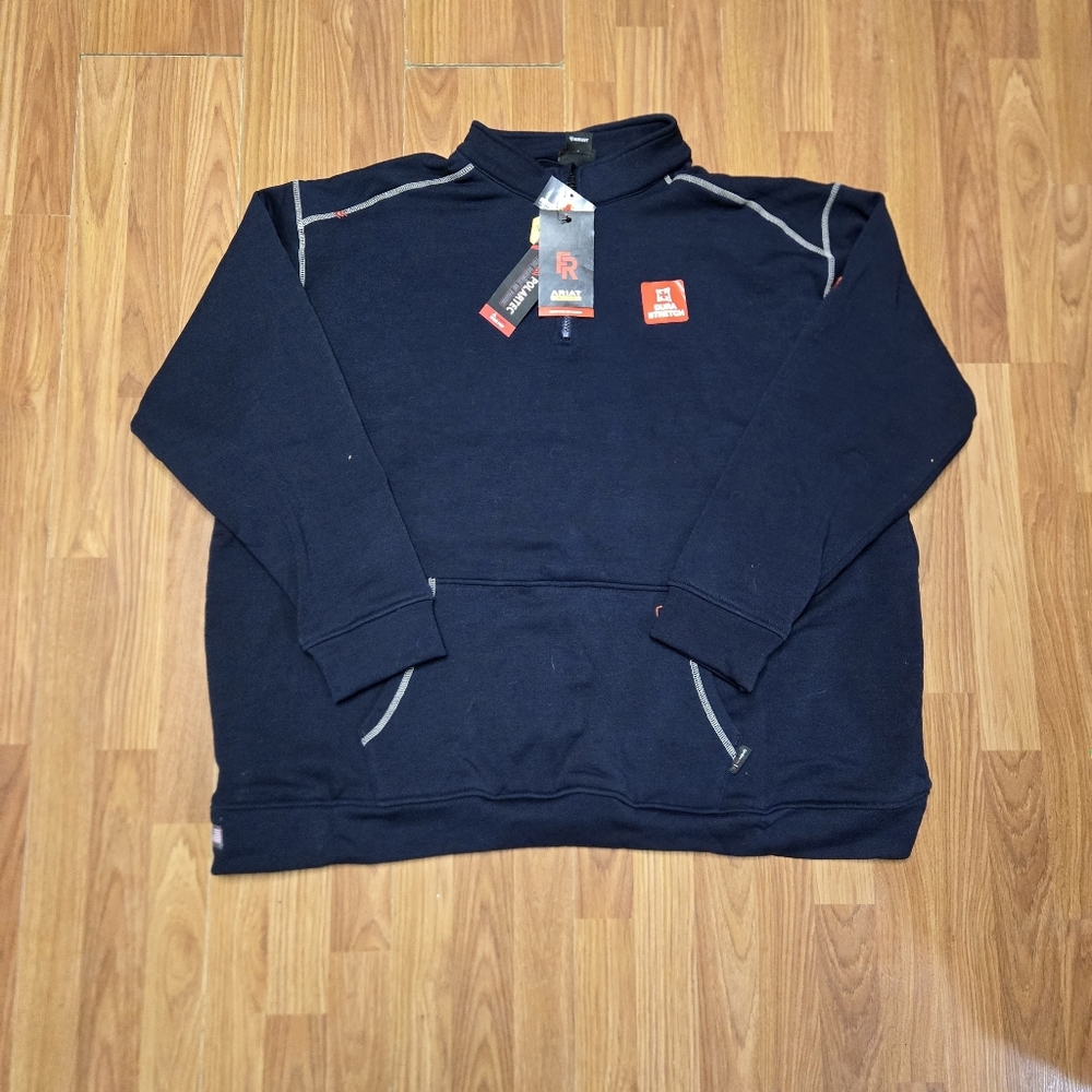 NWT Ariat FR DuraStretch Navy 1/4 Zip Pullover Sweatshirt Men's 4XL